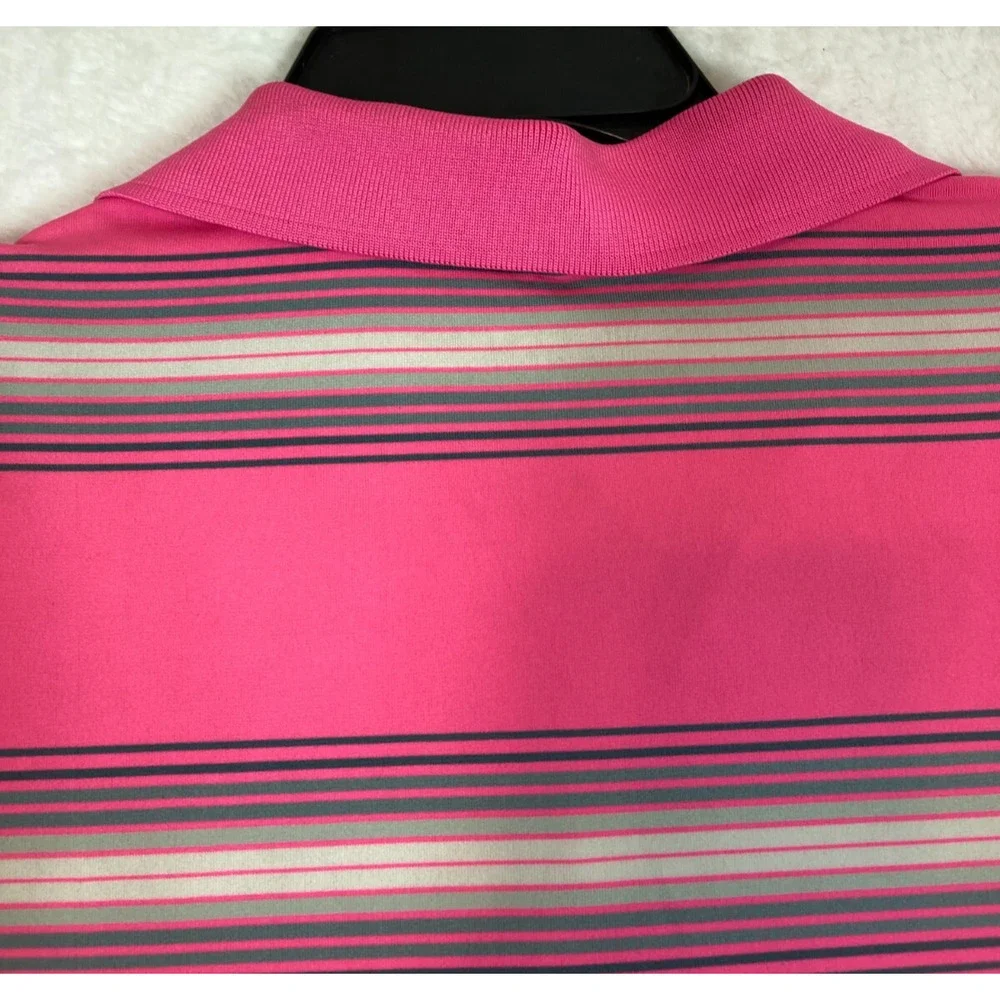 Nike Golf Tour Performance Dri-Fit Pink Striped Short Sleeve Polo Shirt‎ Men's M